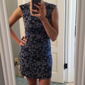 Navy daisy patterned fit and flare sundress